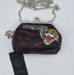 NWT Ed Hardy Black and Red Women's Kisslock Purse